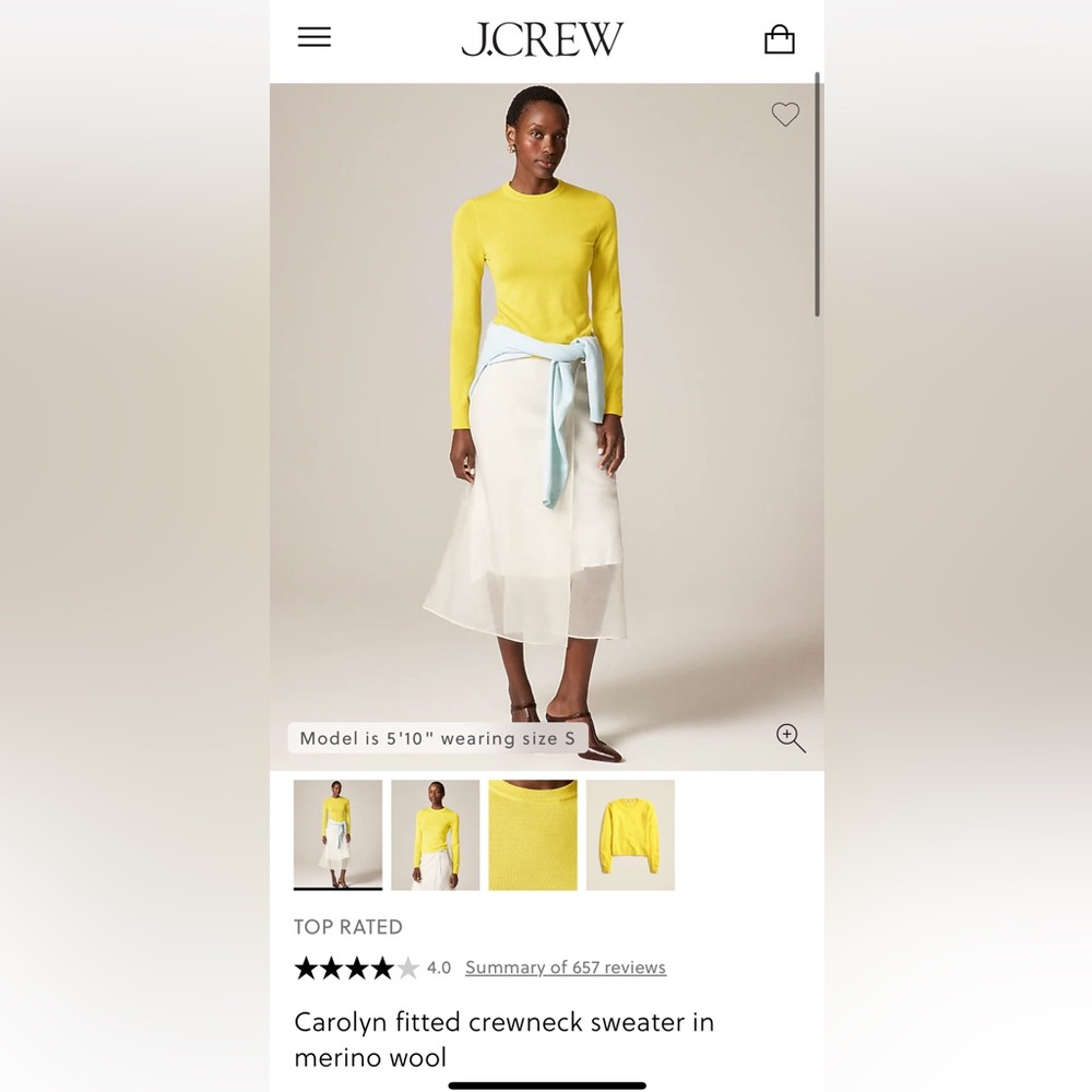 JCrew Merino Wool Crewneck sweater in yellow size XS